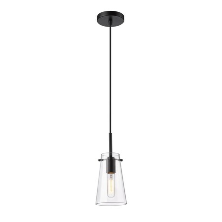 Z-Lite Kira Pendant, 1-Light, 5 In.W x 8 In.H, Matte Black/Clear 7508MP-MB